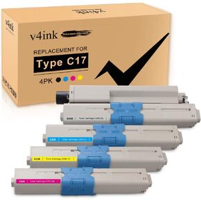 V4INK Compatible Toner Cartridge Replacement for Oki Type C17 C330 (KCMY,4-Pack),for use in OKI C310dn C330dn C510dn C530dn MC362w MC562w Series Printers