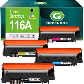 GREENBOX Compatible 116A Toner Cartridge Replacement for HP 116A W2060A W2061A W2062A W2063A for Color Laser MFP 179fnw MFP 178nw 150a 150nw Printer (1 Black 1 Cyan 1 Magenta 1 Yellow)