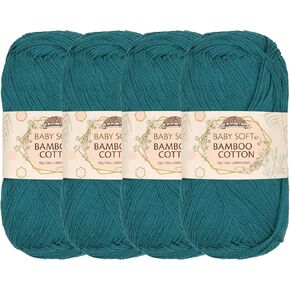 JubileeYarn Baby Soft Bamboo Cotton Yarn - 50g/Skein - Midnight Black - 4 Skeins