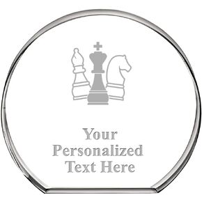 Crown Awards Chess Standing Circle Paperweight, Custom Engraved Chess Crystal Paperweight Gift Prime