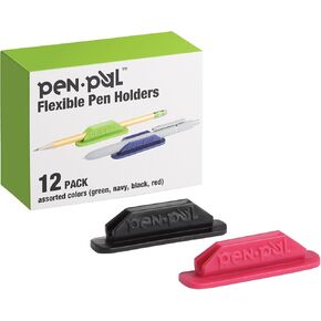Pen Pal Pen Holders, Flexible Pen Holder, Writing Tool Organizer, Office and Teacher Supplies, Sticks to Clipboards, Asst Colors, 12 Pack (1009285)