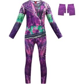 زي AmzApparel Descendants Mal التنكري للفتيات الموسيقي الشهير للأطفال بأكمام طويلة بذلة لحفلات الهالوين