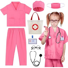 زي الطبيب للأطفال، مجموعة 8 قطع من أدوات تنظيف الطبيب، مجموعة لعب تظاهرية، فستان الطبيب للهالوين، يوم المهنة، للأعمار من 4 إلى 9 سنوات in Kuwait