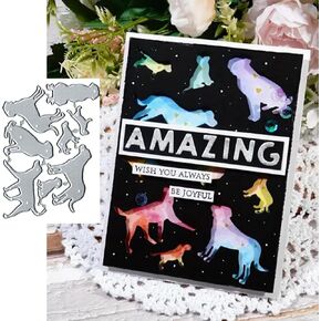 8pcs Animal Dog Metal Die Cuts for Card Making,Christmas Dog Card Cutting Dies Cut Stencils DIY Scrapbooking Album Decorative Embossing Paper Card Embossing Craft