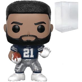 POP Football: Cowboys - Ezekiel Elliott (Away Uniform) Funko Vinyl Figure (Bundled with Compatible Box Protector Case), Multicolor, 3.75 inches