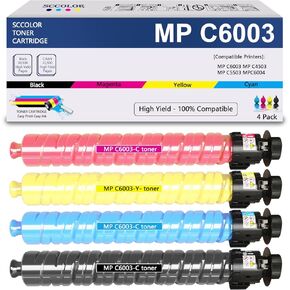 MP C6003 Toner Cartridge Compatible 841849 841851 841852 841850 Toner Cartridge 4 Set Replacement for Ricoh Lanier Savin Aficio MP C6003 C4503 C5503 C6004 C4504ex C6004ex Series Printer