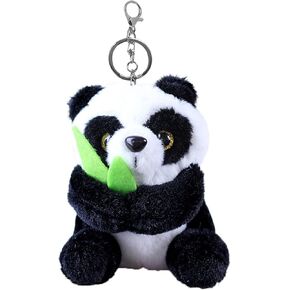 zhidiloveyou Panda Plush Keychain Toy Small Panda Stuffed Animal Pendant for Backpack, 4 inch