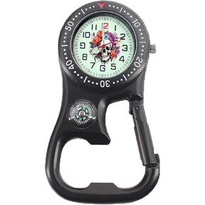 Clip on Digital Carabiner Watch Backpack Fob Belt Waterproof and Shockproof Pocket Clip-on Quartz Watch Glow in The Dark with Alarm Clock Date Week for Outdoor Sports