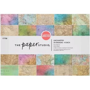 Uncharted Maps Scrapbook Card Stock Stack Pad - 80 Sheets