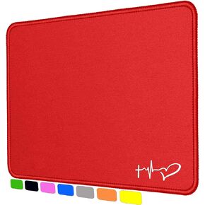 Mouse Pad with Stitched Edge, Water-Resistant, Portable Mouse Mat, Non-Slip Rubber Base Mousepad for Laptop, Computer & PC, 9.6x7.8x0.1 inches (red)