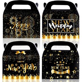 Happy New Year Treat Boxes Decoration 12pcs 2025 New Years Party Favors Candy Goody Gift Boxes for New Year's Eva Party Hello 2025 Party Supplies