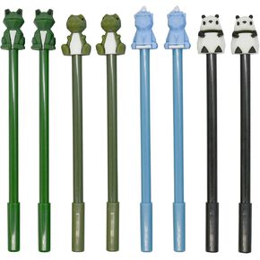Maydahui 12 PCS 3D Animal Shape Rollerball Pen Cute Cartoon Pens Black Gel Ink Dinosaur Frog Lion Panda Design forSchool Boys Student