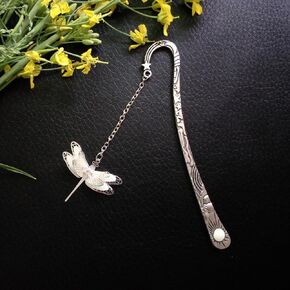 Silver Dragonfly Luminous Bookmark Retro Feather Metal Bookmark, Glow in The Dark Bookmark, Ideal Gift for Reader, Teachers, Adults,Book Covers and Book Accessories,Office Supplies
