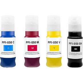 PFI050 PFI-050 70ml Pigment Ink Tank Set Remanufactured for Canon PFI-050 PFI050 PFI 050 Ink Bottle Compatible for imagePROGRAF TC-20 TC-20M Printers (1BK, 1C, 1M, 1Y) tc20m tc20 Ink Refills