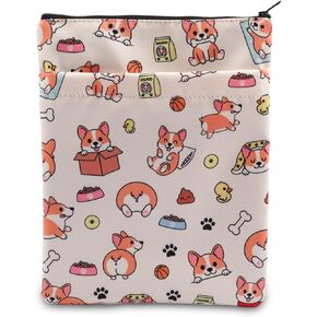 HOLLP Corgi Book Sleeve Animals Gifts Corgi Lovers Waterproof Zipper Pouch Birthday Christmas Gift(Corgi)