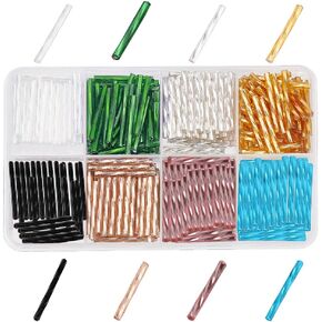 PH PandaHall 1 Inch Bugle Beads, 360~400pcs Extra Long Glass Tube Beads 8 Colors Tube Spacer Beads Electroplate Czech Bugle Beads for Bracelet Necklace Jewelry Making DIY Crafts, 1mm Hole