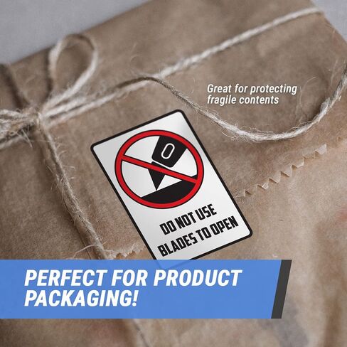 600 Do Not Use Blades to Open Stickers - 2 x 3 inch, Do Not Use Sharp Obejcts Labels - Warning Instructio with Strong Adhesive - 2 Rolls of 300 Labels in Saudi Arabia