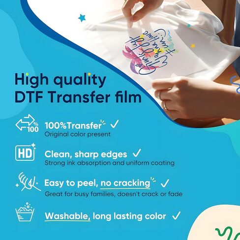 NGOODIEZ DTF Transfer Film Double-Sided Matte Clear DTF Transfer Paper PreTreat Sheets, PET Heat Transfer Paper Suited for All Modified Desktop DTF Printers - A4 (8.3" x 11.7"), 25 DTF Film Sheets in Saudi Arabia