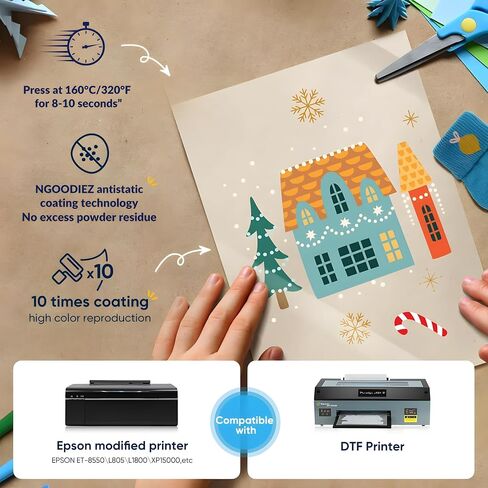 NGOODIEZ DTF Transfer Film Double-Sided Matte Clear DTF Transfer Paper PreTreat Sheets, PET Heat Transfer Paper Suited for All Modified Desktop DTF Printers - A4 (8.3" x 11.7"), 25 DTF Film Sheets in Saudi Arabia