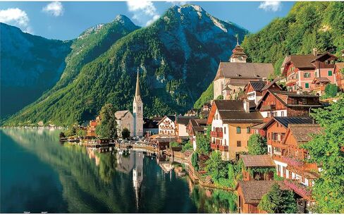 Pintoo Jigsaw Puzzles 1000 Piece for Adults - Lakeside Village of Hallstatt, Austria Beautiful Plastic Puzzle for Home Decor Zero Dust Easy Storage [H1785] in Saudi Arabia