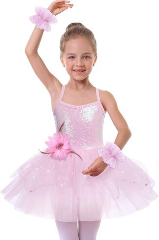 AFAVOM Girls Sequin Ballet Dance Dress Tutu Skirt Leotard Ballerina Fairy Princess Halloween Christmas Fancy Dress up Costume in Saudi Arabia