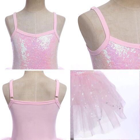 AFAVOM Girls Sequin Ballet Dance Dress Tutu Skirt Leotard Ballerina Fairy Princess Halloween Christmas Fancy Dress up Costume in Saudi Arabia