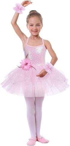 AFAVOM Girls Sequin Ballet Dance Dress Tutu Skirt Leotard Ballerina Fairy Princess Halloween Christmas Fancy Dress up Costume in Saudi Arabia