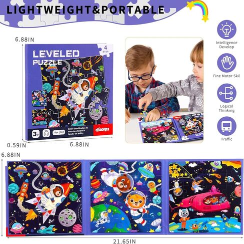 Magnetic Puzzles for Kids Ages 4-8 - 3 in 1-75 Pieces Magnet Jigsaw Puzzle Book for Toddlers Ages 3-5 Outer Ocean Magnetic Travel Puzzle Board Activities Toy for Boys and Girls for Christmas Toys in Saudi Arabia