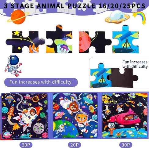 Magnetic Puzzles for Kids Ages 4-8 - 3 in 1-75 Pieces Magnet Jigsaw Puzzle Book for Toddlers Ages 3-5 Outer Ocean Magnetic Travel Puzzle Board Activities Toy for Boys and Girls for Christmas Toys in Saudi Arabia