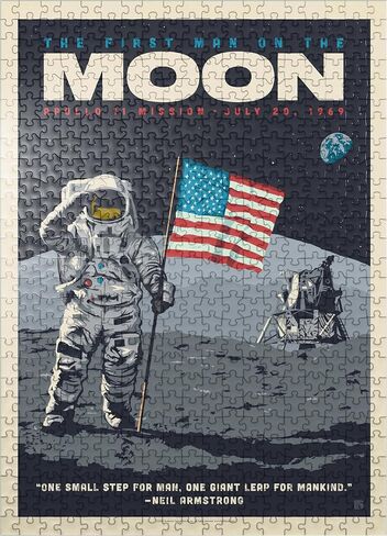 MyPuzzle NASA 1969: First Man On The Moon, Vintage Poster - Premium 500 Piece Jigsaw Puzzle for Adults in Saudi Arabia