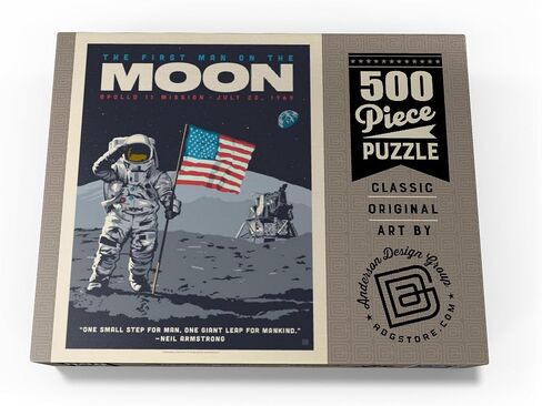 MyPuzzle NASA 1969: First Man On The Moon, Vintage Poster - Premium 500 Piece Jigsaw Puzzle for Adults in Saudi Arabia