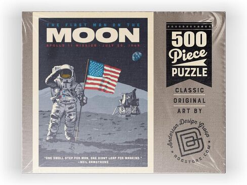 MyPuzzle NASA 1969: First Man On The Moon, Vintage Poster - Premium 500 Piece Jigsaw Puzzle for Adults in Saudi Arabia