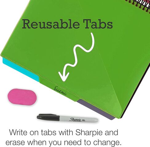 Samsill Deluxe 24 Pocket Spiral Project Organizer with Refillable Notepad Holder, Customizable Front Cover, 12 Dividers with Erasable Write-On Tabs in Fashion Colors, Plastic Folders with Pockets in Saudi Arabia