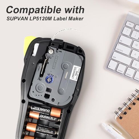 Label Maker Tape SUPVAN LP5120M Adapted Label Print Paper Size Continous 0.47in x 13.12ft Thermal Laminated Waterproof Self-Adhesive Multipurpose Labeling Tape Replacement Black in Kuwait