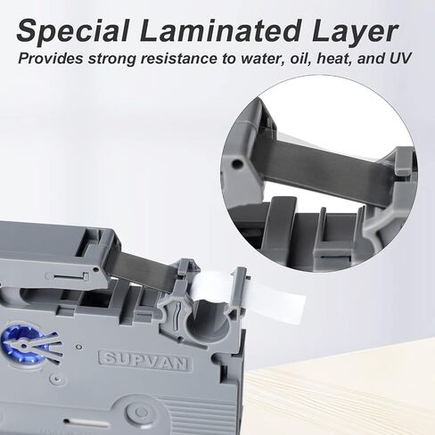 Label Maker Tape SUPVAN LP5120M Adapted Label Print Paper Size Continous 0.47in x 13.12ft Thermal Laminated Waterproof Self-Adhesive Multipurpose Labeling Tape Replacement Black in Kuwait