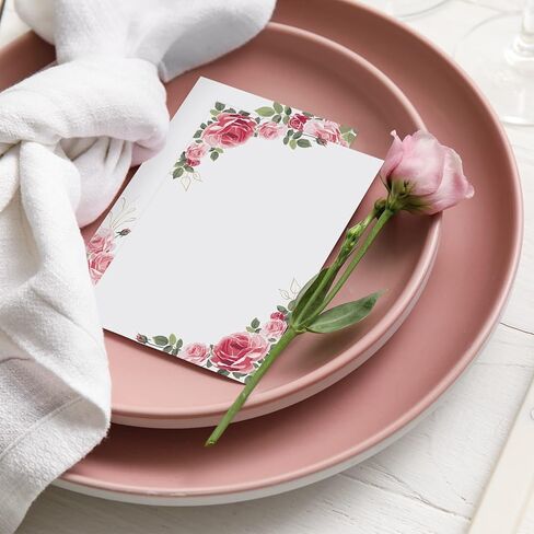 PerKoop 50 Pieces 4 x 6 Inches Note Cards Greenery Flower Cardstock Blank Printer Paper Decorative Paper Greenery Cards for Wedding Office Home Supplies DIY Drawing(Eucalyptus) in Kuwait