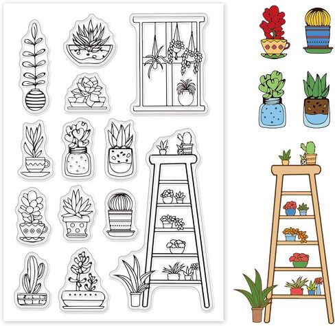 GLOBLELAND أصائص زرع واضح Stamps سيليكون ختم بطاقات جميلة النباتات واضح Stamps لصنع بطاقة الديكور و DIY سكرابوكينغ in Saudi Arabia