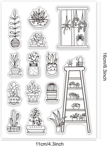 GLOBLELAND أصائص زرع واضح Stamps سيليكون ختم بطاقات جميلة النباتات واضح Stamps لصنع بطاقة الديكور و DIY سكرابوكينغ in Saudi Arabia