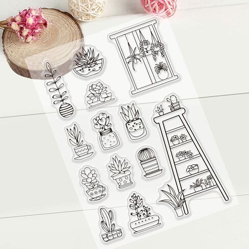 GLOBLELAND أصائص زرع واضح Stamps سيليكون ختم بطاقات جميلة النباتات واضح Stamps لصنع بطاقة الديكور و DIY سكرابوكينغ in Saudi Arabia