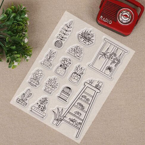 GLOBLELAND أصائص زرع واضح Stamps سيليكون ختم بطاقات جميلة النباتات واضح Stamps لصنع بطاقة الديكور و DIY سكرابوكينغ in Saudi Arabia