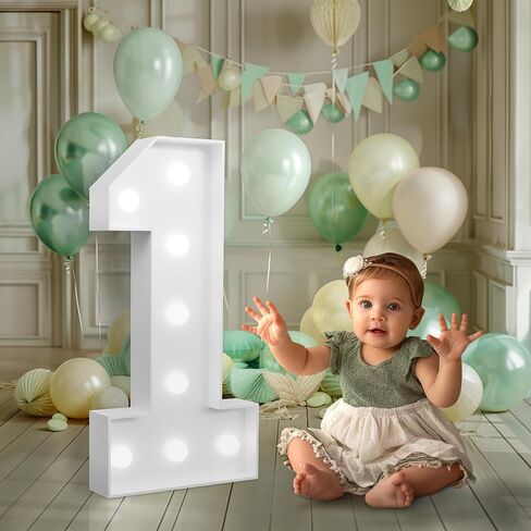 أرقام مضيئة من imprsv زينة عيد الميلاد الأول: سرادق كبير بطول 3 أقدام رقم 1 ديكور عيد ميلاد عمره عام واحد، عيد الميلاد الخامس عشر والسادس عشر والثامن عشر لعيد الميلاد الصبي والفتاة والذكرى السنوية لوح إسفنجي كبير رقم 1 in Kuwait