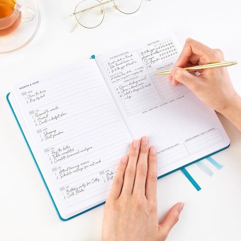Undated Weekly Planner, Dexmon Weekly & Monthly Planner to Hit Your Goals, 12-Month Organizer Notebook & Productivity Journal, 5.8x8.3" Hardcover (Orange) in Saudi Arabia