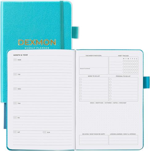 Undated Weekly Planner, Dexmon Weekly & Monthly Planner to Hit Your Goals, 12-Month Organizer Notebook & Productivity Journal, 5.8x8.3" Hardcover (Orange) in Saudi Arabia