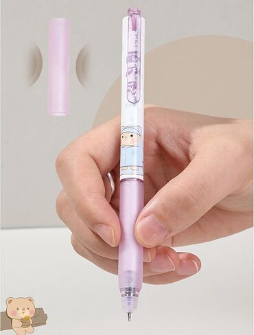 6 Pcs Erasable Retractable Pens Erasable Gel Ink Pens Cute Cartoon Erasable Pens Soft Grip Pens 0.5mm Blue Ink Fine Point Writing Pen Gilrs Boys School Pens Office Supplies (Bear-Blue Ink) in Saudi Arabia