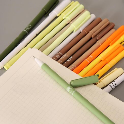 T-shin Rollerball Pens 6 Pack Morandi Gradient Color, Gel Black Ink Pens Set,Retractable Cute Creative Student Pen,Kids Girl Women School Office Supplies Gift,Novelty Stationery (Brown) in Kuwait