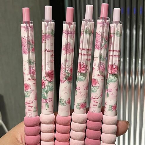 4 Pcs Cute Retractable Pens Cute Gel Ink Pens Butterfly Rose Pens 0.5mm Black Ink Gel Pens Office School Pens Writing Pens Aesthetic Pens Women Girls Pens (Butterfly Rose-1) in Saudi Arabia
