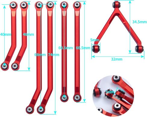 Que-T 1: 24 Scale Steering Links Set High Clearance Chassis Linkage for Axial SCX24 AXI90081 RC Car (Titanium) in Kuwait
