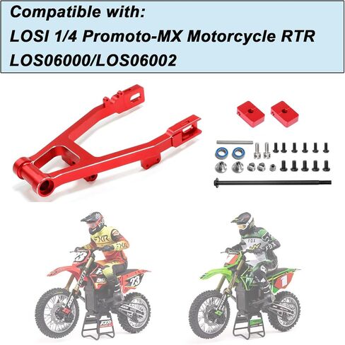 Aluminum 7075 Adjustable Rear Swing Arm Set for LOSI 1/4 Promoto-MX Motorcycle RTR Upgrade Parts (Replace Part LOS364000) (Red) in Saudi Arabia