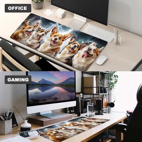 Cute Corgi Gaming Mouse Pad – 12x31.5in Large Extended Desk Mat with Cool Dynamic Lightning Dog Design – Non-Slip Rubber Mousepad for Office Home – Deskmat Gifts for Pet Lovers Decor in Saudi Arabia