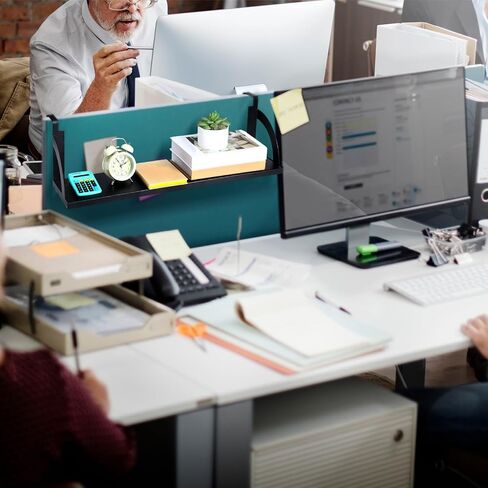 Tandefio Office Cubicle Shelf 24" Hanging Cubicle Storage Organizer Cubicle File Organizer Hanging Shelf Cubicle Accessories Storage Organizer Bookshelf with Cubicle Hooks for Home Desk, Black in Kuwait